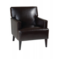 OSP Home Furnishings CAR51A-EBD Carrington Armchair in Environmentally Friendly Espresso Bonded Leather and Espresso Solid Wood Legs